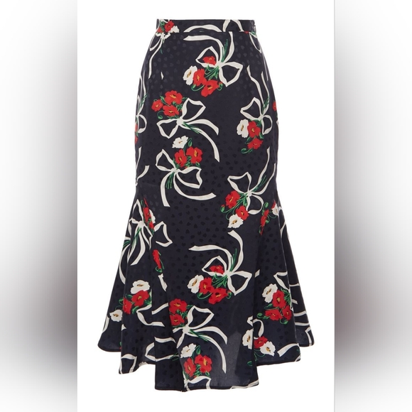 NWT Alessandra Rich floral print midi skirt